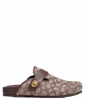 COACH Men's Signature Logo Jacquard and Leather Clogs