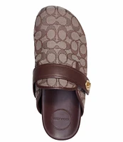 COACH Men's Signature Logo Jacquard and Leather Clogs