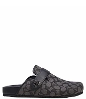 COACH Men's Signature Logo Jacquard and Leather Clogs