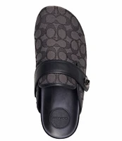 COACH Men's Signature Logo Jacquard and Leather Clogs