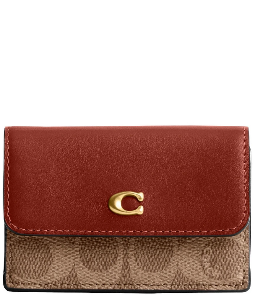 COACH Mini Signature Canvas Trifold Wallet