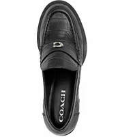 COACH Natalie Leather Crocodile Embossed Loafers