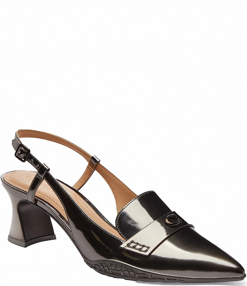 COACH Nikola Metallic Leather Slingback Pumps