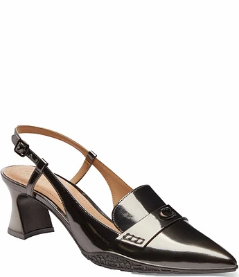 COACH Nikola Metallic Leather Slingback Pumps