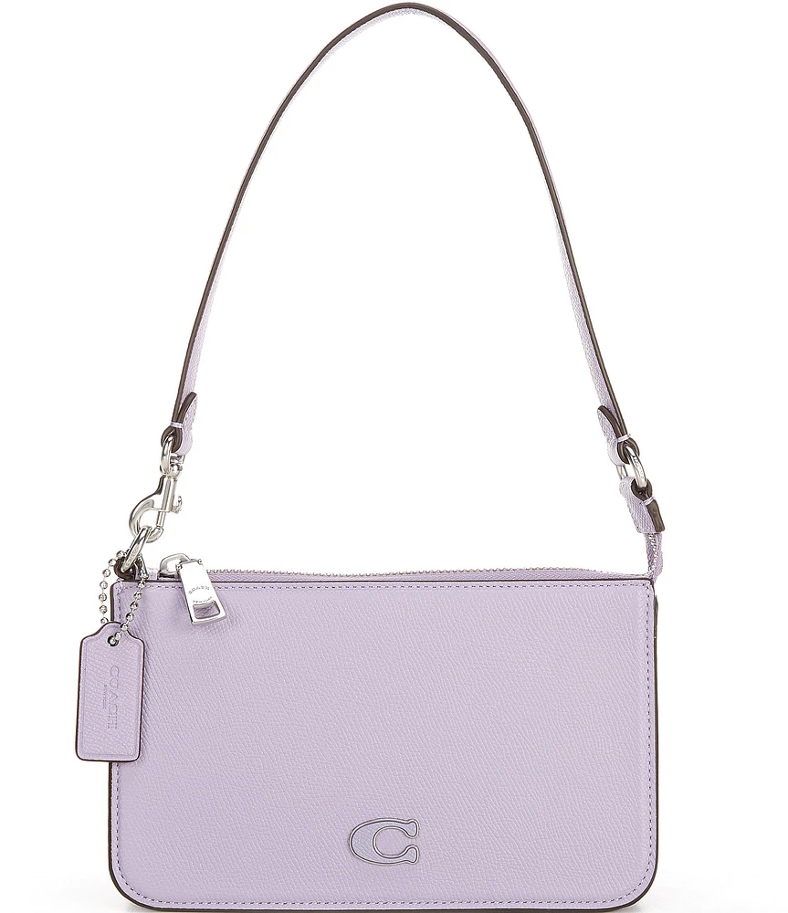 COACH Pebbled Leather Pouch Silver Tone Shoulder Bag