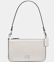 COACH Pebbled Leather Pouch Silver Tone Shoulder Bag