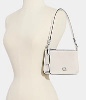 COACH Pebbled Leather Pouch Silver Tone Shoulder Bag