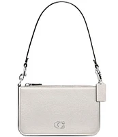 COACH Pebbled Leather Pouch Silver Tone Shoulder Bag