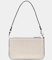 COACH Pebbled Leather Pouch Silver Tone Shoulder Bag