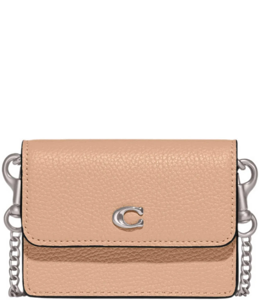 COACH Refined Calf Leather Logo Half Flap Card Case