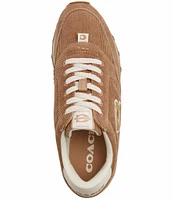 COACH Runner Signature Logo Retro Corduroy Lace-Up Sneakers