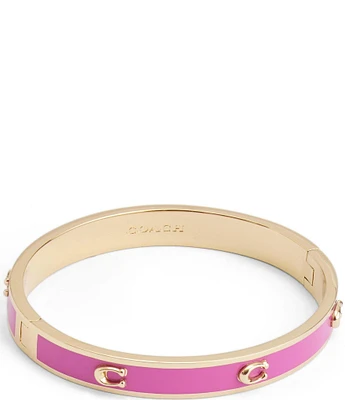 COACH Signature C Enamel Gold Bangle Bracelet