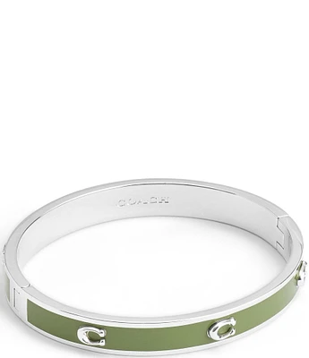 COACH Signature C Enamel Silver Bangle Bracelet