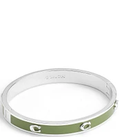 COACH Signature C Enamel Silver Bangle Bracelet