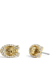 COACH Signature C Pav Turnlock Crystal Stud Earrings