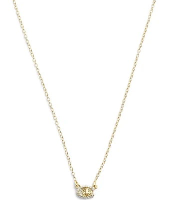 COACH Signature C Pav Turnlock Short Pendant Necklace