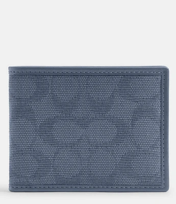 COACH Signature Canvas Jacquard/Refined Calfskin Leather Slim Billfold Wallet