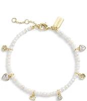 COACH Signature Charm Pearl and Rhinestone Line Bracelet