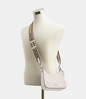 COACH Signature Coated Canvas Silver Zip Crossbody Shoulder Bag