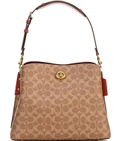 COACH Signature Logo Coated Canvas Willow Shoulder Bag