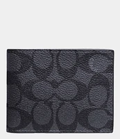 COACH Signature Coated Canvas/Leather Slim Billfold Wallet