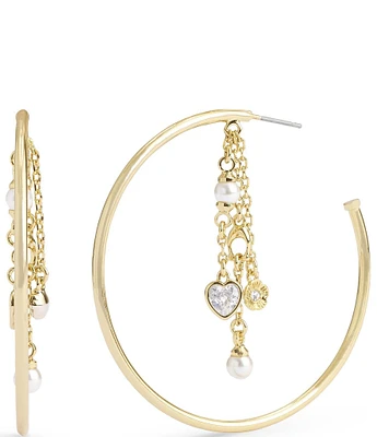 COACH Signature Crystal Charm Hoop Earrings