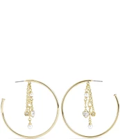 COACH Signature Crystal Charm Hoop Earrings