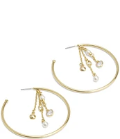 COACH Signature Crystal Charm Hoop Earrings