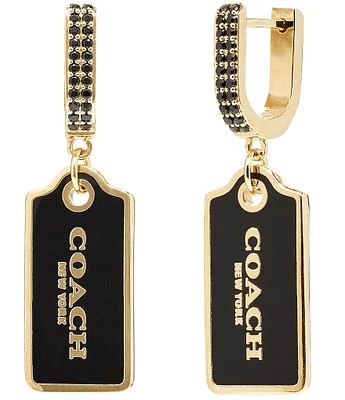 COACH Signature Hangtag Huggies Hoop Earrings