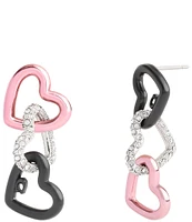 COACH Signature Heart Link Crystal Drop Earrings