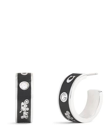 COACH Signature Horse & Carriage Crystal Hoop Earrings