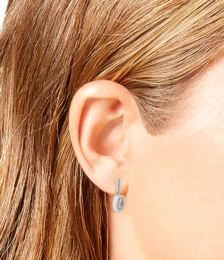 COACH Signature Logo Crystal Bar Drop Earrings