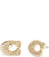 COACH Signature Pav C Stud Earrings