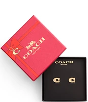 COACH Signature Pav C Stud Earrings