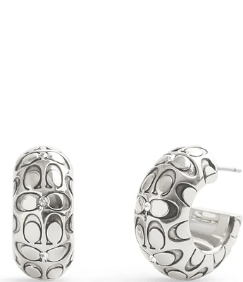 COACH Signature Quilted Chubby Huggies Hoop Earrings