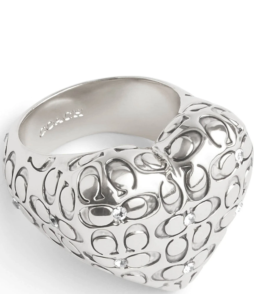 COACH Signature Quilted Heart Cocktail Ring