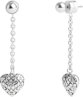 COACH Signature Quilted Heart Front Back Earrings