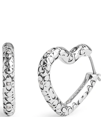 COACH Signature Quilted Heart Hoop Earrings