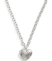 COACH Signature Quilted Heart Locket Short Pendant Necklace