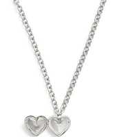 COACH Signature Quilted Heart Locket Short Pendant Necklace