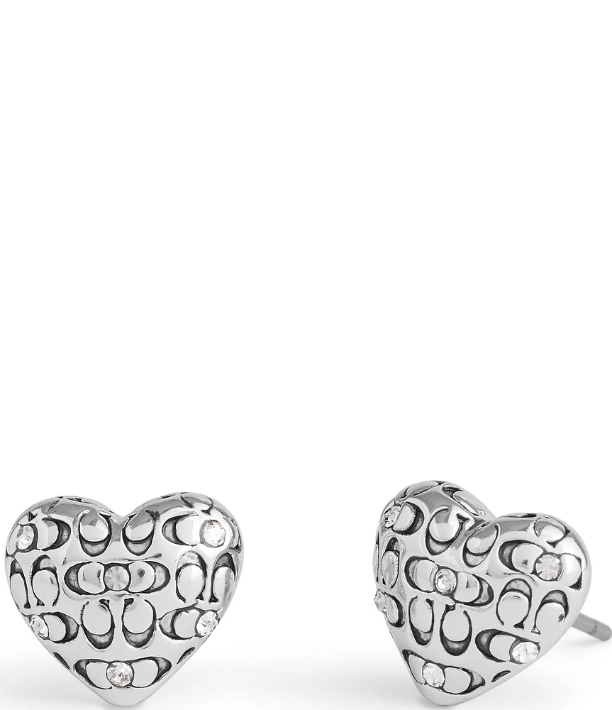 COACH Signature Quilted Heart Stud Earrings