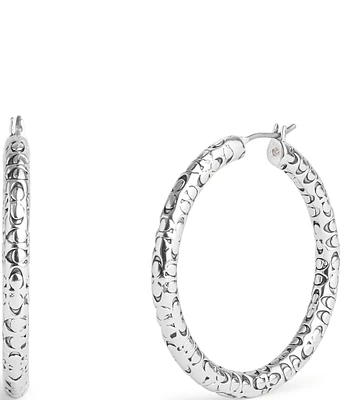 COACH Signature Quilted Hoop Earrings