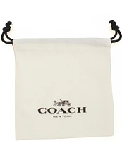 COACH Signature Rainbow Quilted Lock & Key Charm Huggie Hoop Earrings