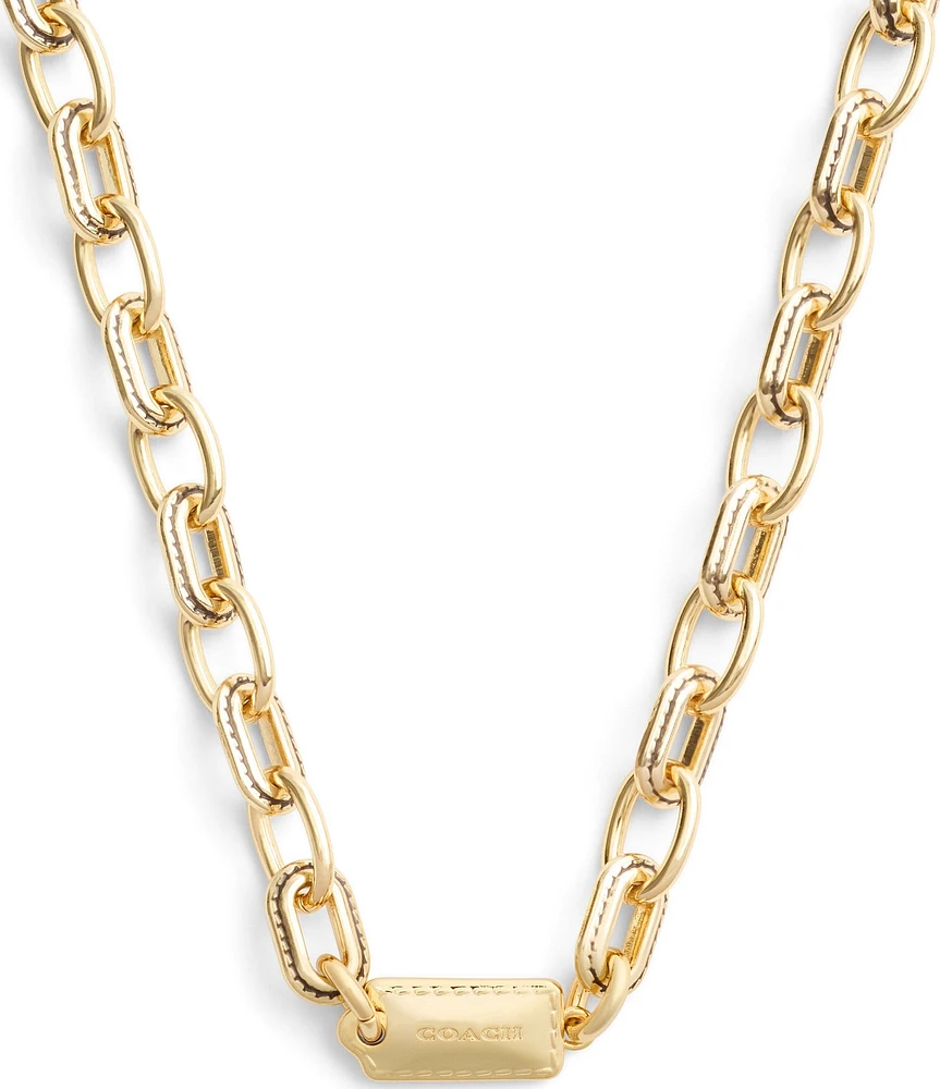 COACH Signature Stitched Gold Chain Collar Necklace