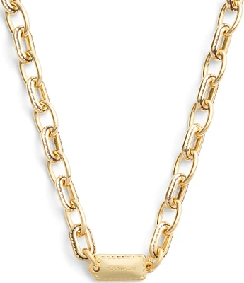 COACH Signature Stitched Gold Chain Collar Necklace