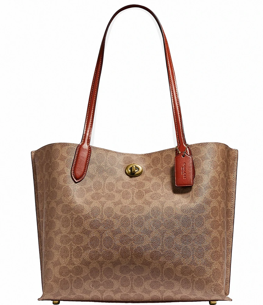 COACH Signature Logo Willow Canvas and Leather Tote Bag