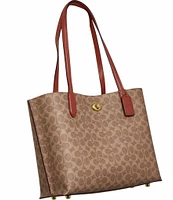 COACH Signature Logo Willow Canvas and Leather Tote Bag