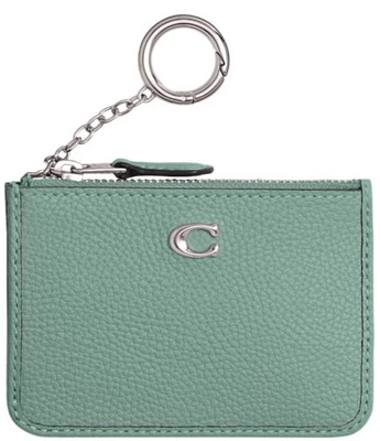 COACH Pebbled Leather Silver Hardware Mini Skinny ID Case