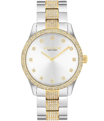 COACH Unisex Brooks Quartz Analog Two Tone Stainless Steel Pav Crystal Bracelet Watch