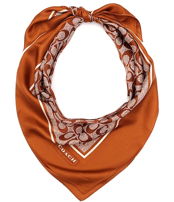 COACH Textured Signature C Printed Silk Square Scarf